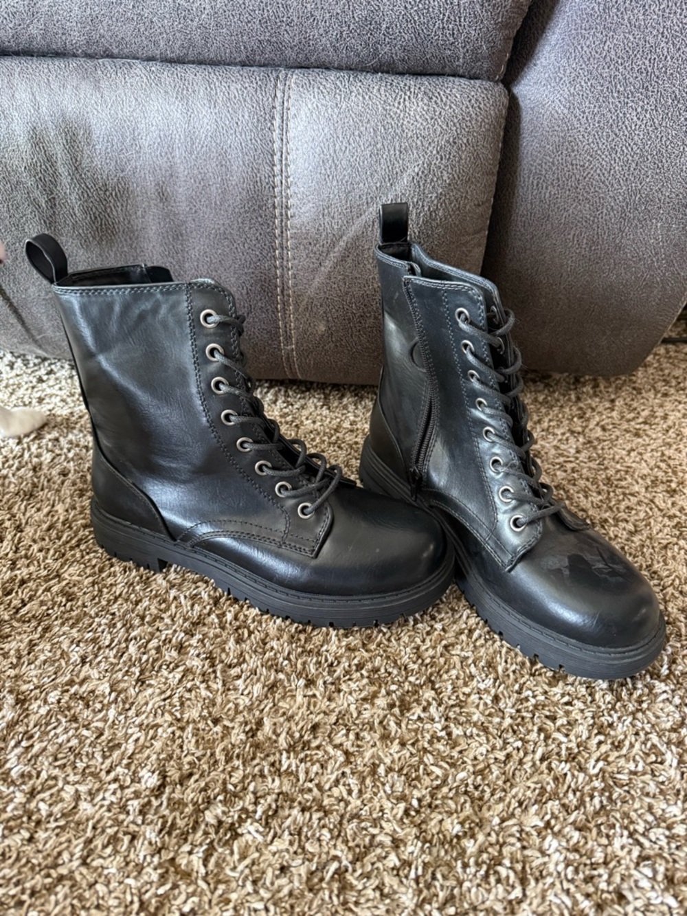 Women's Black Lace-Up Combat Boots